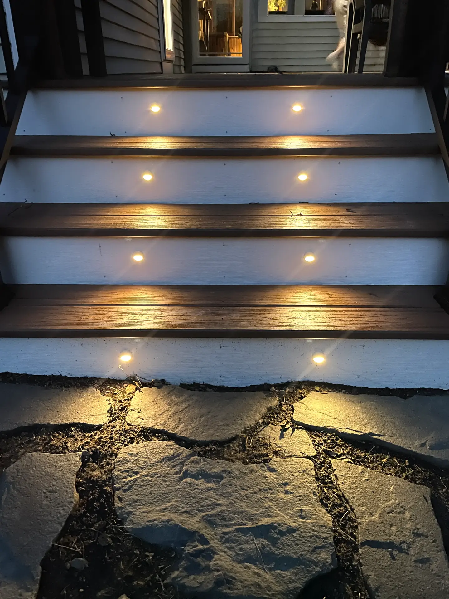 Stairs with LED riser lighting